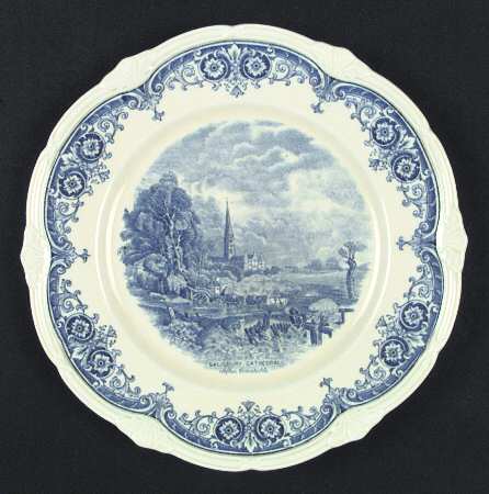 Scenes After Constable Blue (Vine Edge, Cream) by Grindley