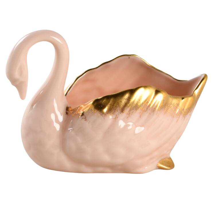 Swan Col Pink (Gold Trim, Open Tail, Green Stamp) by Lenox