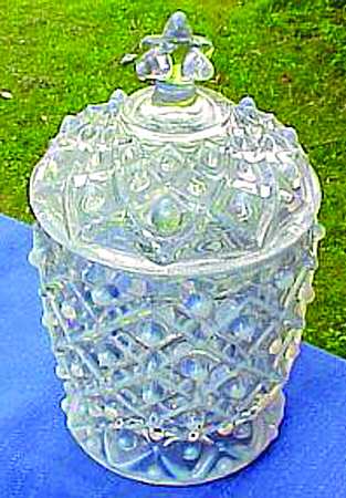 Hobnail in Square White Opalescent by Aetna Glass Company