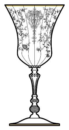 Rose Point Clear (Stem 3500, Gold Trim, Etched) by Cambridge