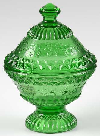 Forget Me Not Green by Degenhart Glass Co