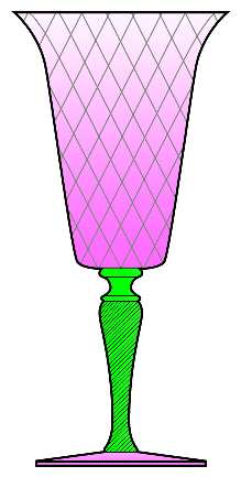 7542 Pink Green (Pink Bowl and Foot, Green Stem) by Fry