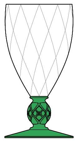 Diamond Rose Green (Green Stem) by Heisey