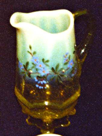 Manila Vaseline Opalescent Decorated by Model Flint