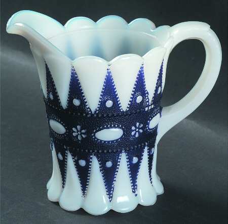 Lacy Dewdrop White Blue by Phoenix Glass