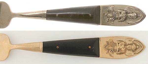 Siam (Brass)-Black Handle, Sitting Buddha by Unknown Mfg Silver