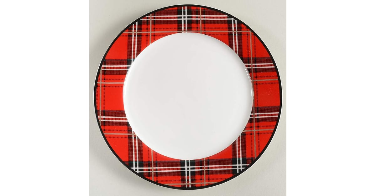 BLACK FOREST DECOR Lumberjack Plaid Salad Plate - Black Ceramic, 8.25"