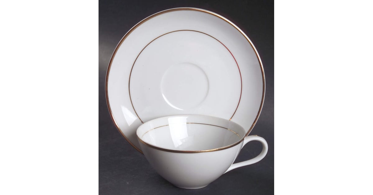 Sonnet (Gold Trim) Flat Cup & Saucer Set by Fine China of Japan 