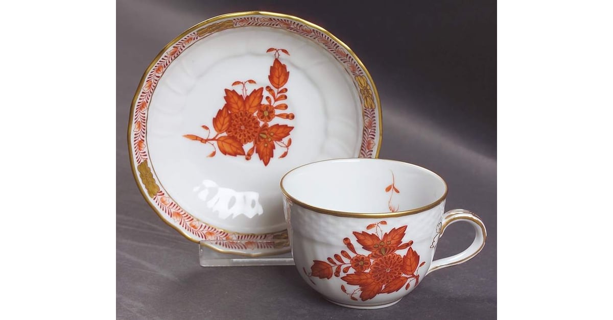 5 Tasses Et Soucoupes Herend Hongrie - Porcelaine Chinoise Bouquet Rouille 707 AOG