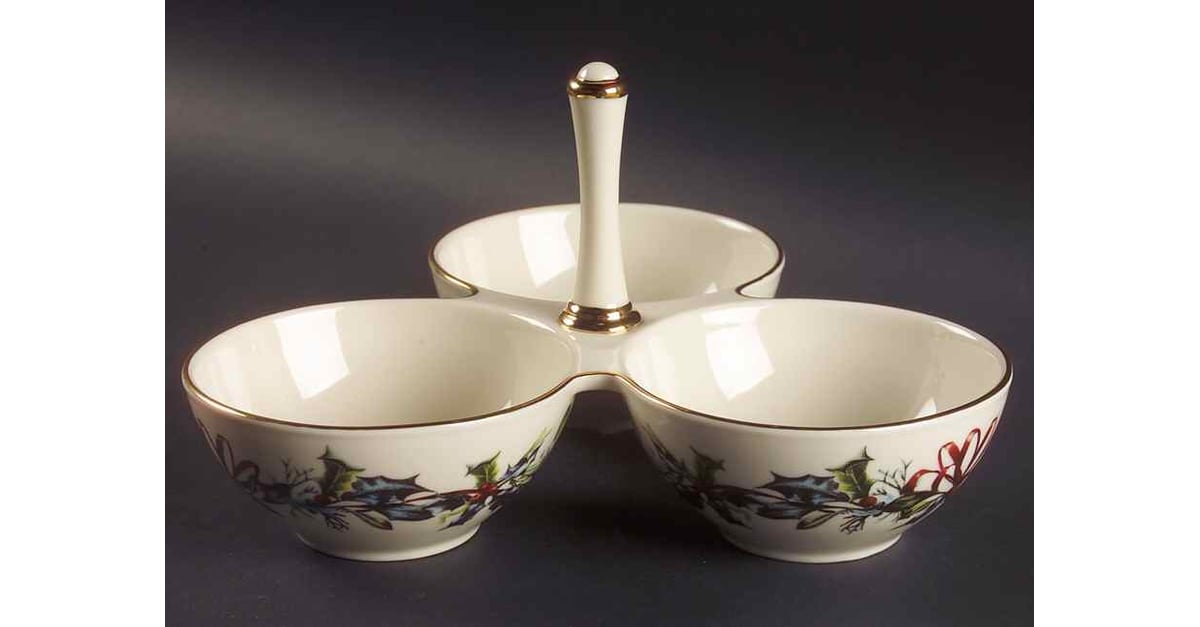 Winter Greetings 3 Part Condiment Server W/Center Handle by Lenox