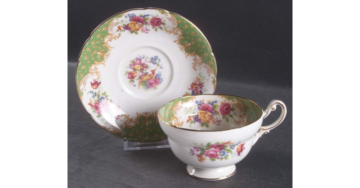 Paragon Rockingham Blue Rockingham Green Footed Cup & Saucer Set by Paragon | Replacements, Ltd.