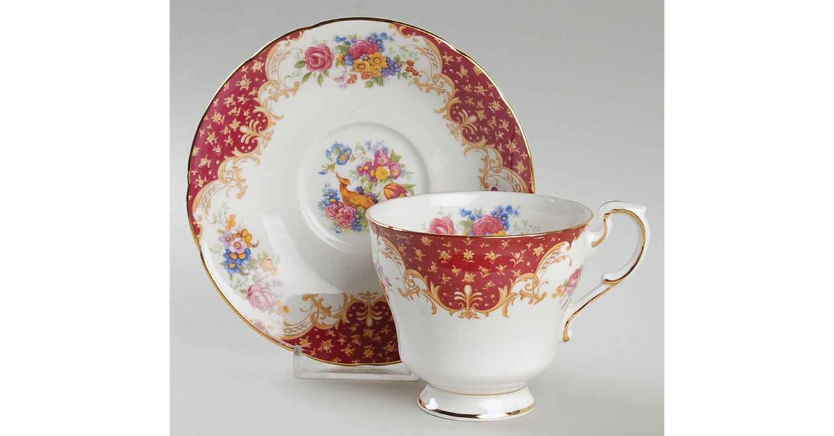 Paragon Rockingham Blue Rockingham Red Footed Cup & Saucer Set by Paragon | Replacements, Ltd.