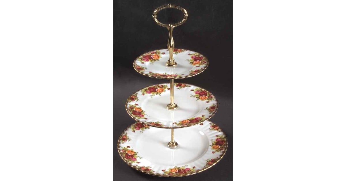 Old Country Roses 3-Tiered Serving Tray (DP, SP, BB) by Royal