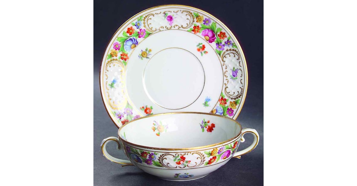 Dresdner Art (Smooth) Flat Cream Soup Bowl & Saucer Set by Schumann ...