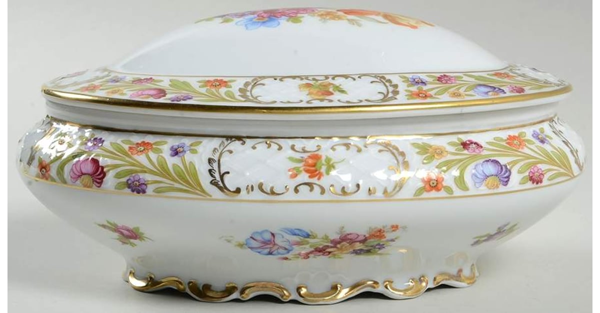Empress Dresden Flowers Oval Box & Lid by Schumann - Bavaria ...