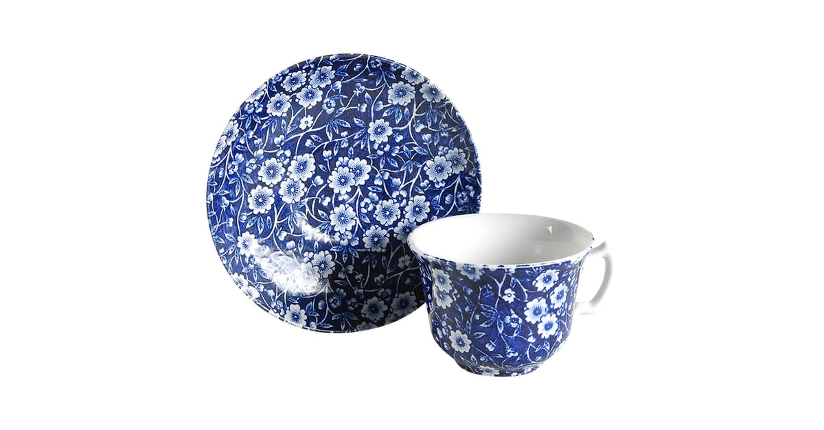 Calico Blue (Burleigh Stamp) Flat Cup & Saucer Set by