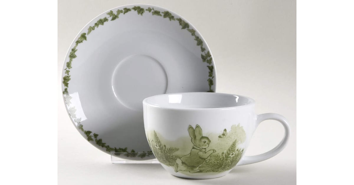  Peter Rabbit カップとソーサーセット　5点 Peter Rabbit Green Toile Flat Cup & Saucer Set by Zrike