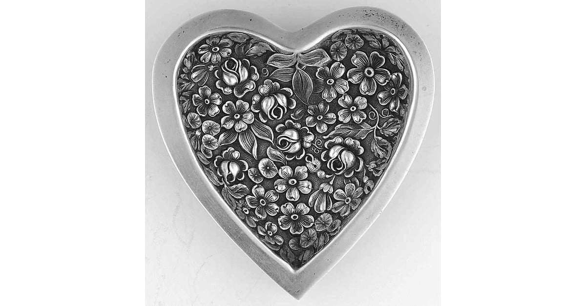 Stieff Rose (Sterling, 1892, Hollowware) Heart Shape Pin Tray by