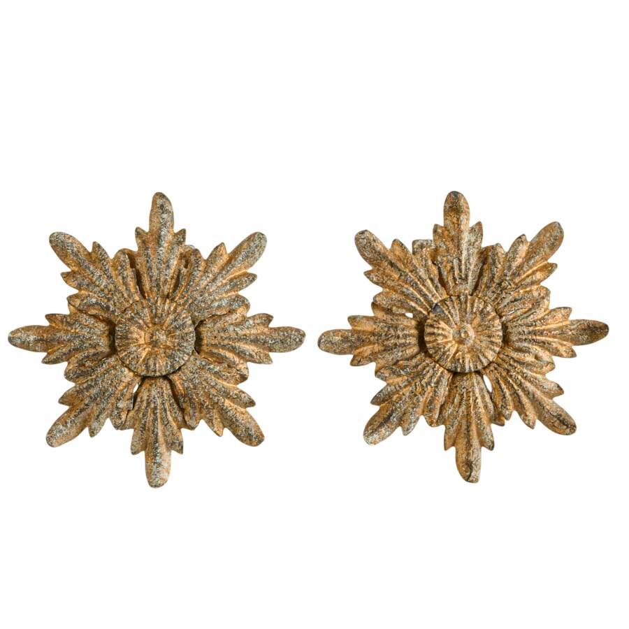 Pair of Neoclassical Italian Tole Flowers Curtain Tiebacks-1
