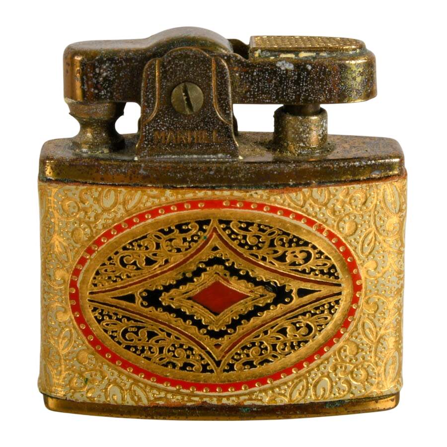 3 Mid-Century Modern Leather and Metal Lighters: Including Marhill & Evans-4