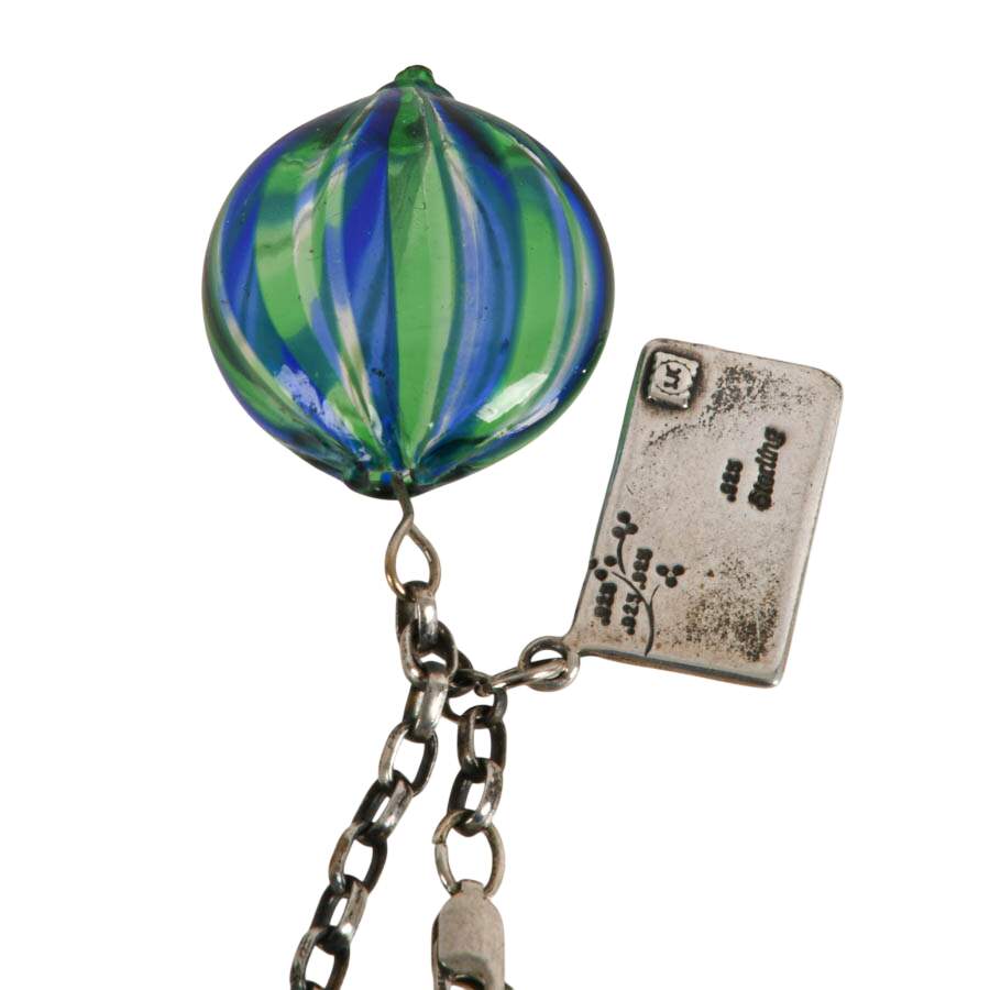 Sterling Silver "Love Letter" Italian Murano Glass Charm Bracelet-4