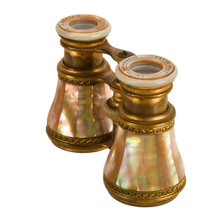 Antique M. Bertier Mother of Pearl and Brass Opera Glasses-3