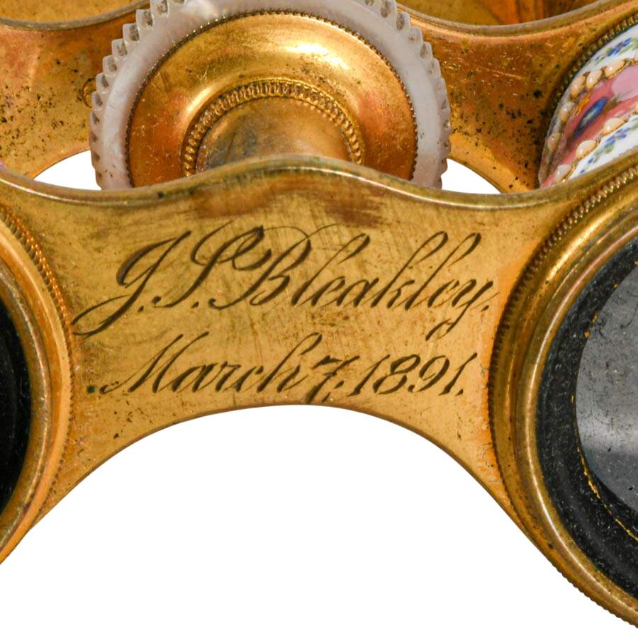 Antique Lemaire Paris Mother of Pearl, Brass, Enamel Opera Glasses-6