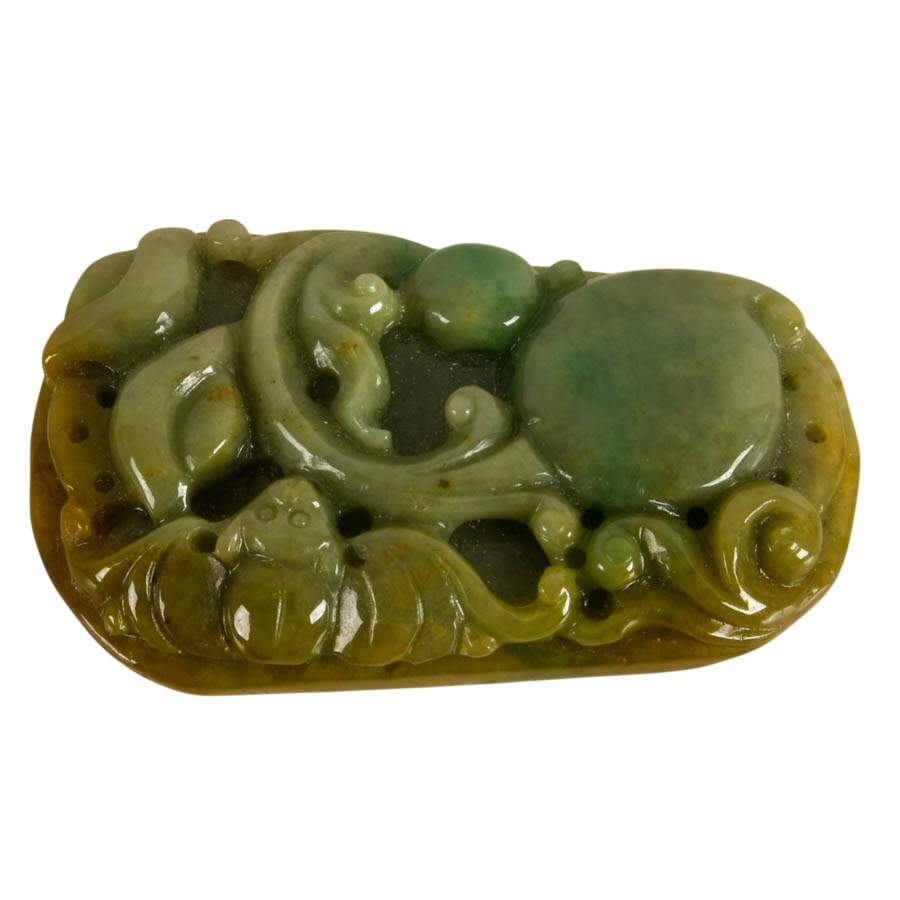Carved Nephrite Jade Floral Pendant-2