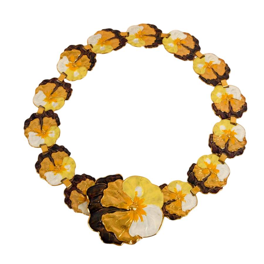 Mid-Century Style Floral Enamel Linked Metal Belt-1