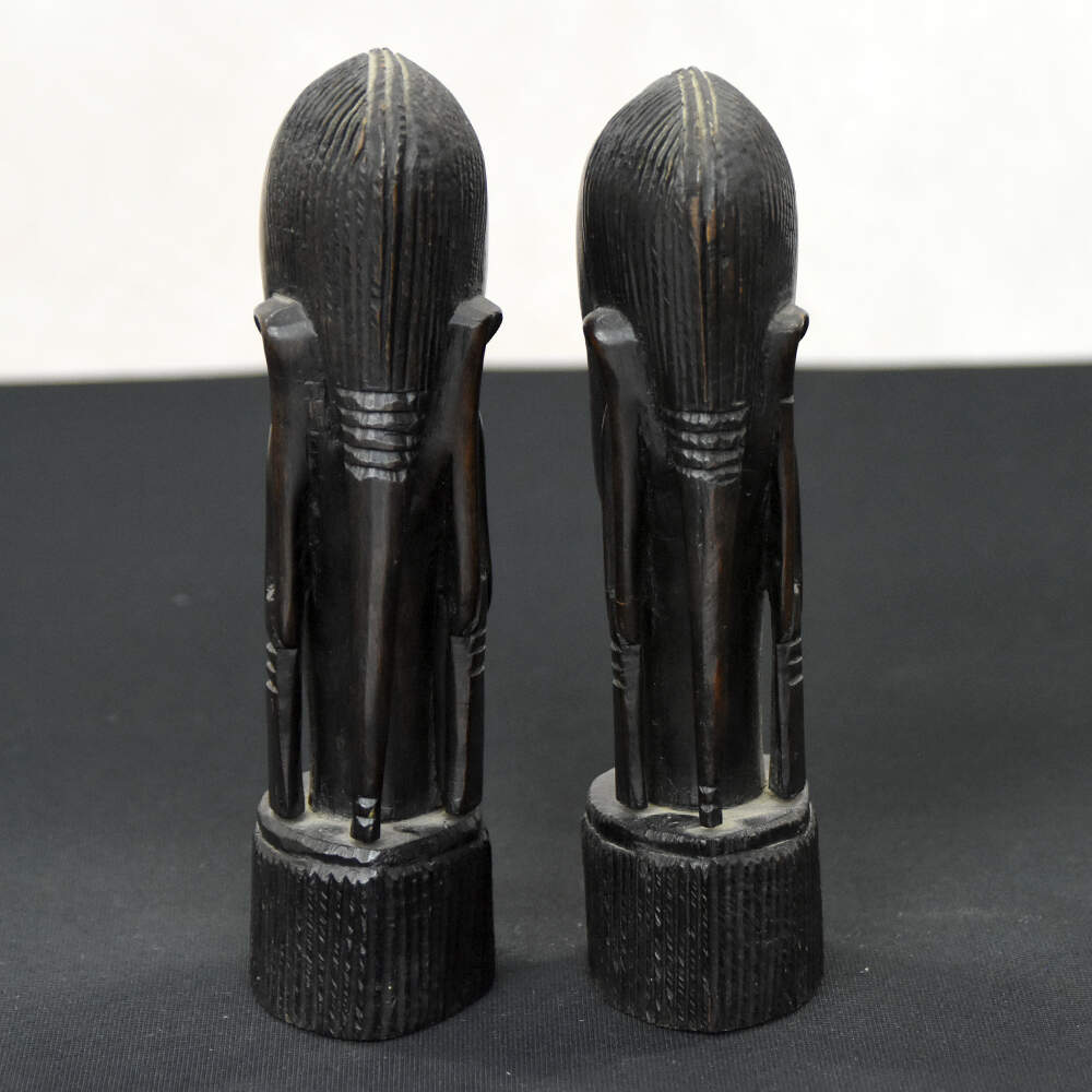 Pair of Kenyan Tribal Ebony Wood Carved Busts-3