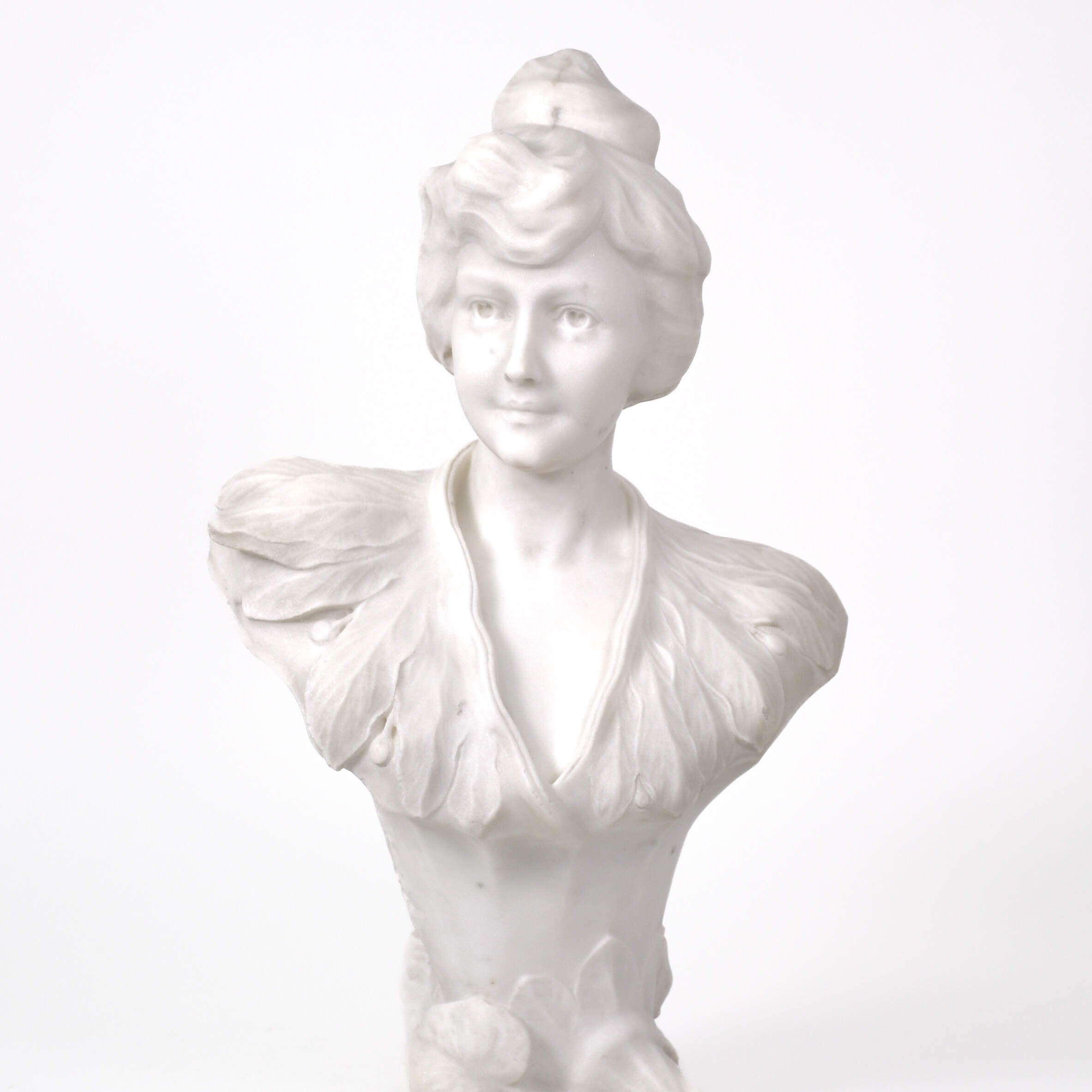 Antique Art Nouveau Signed A. Fraty Italian Alabaster Bust of Woman-12