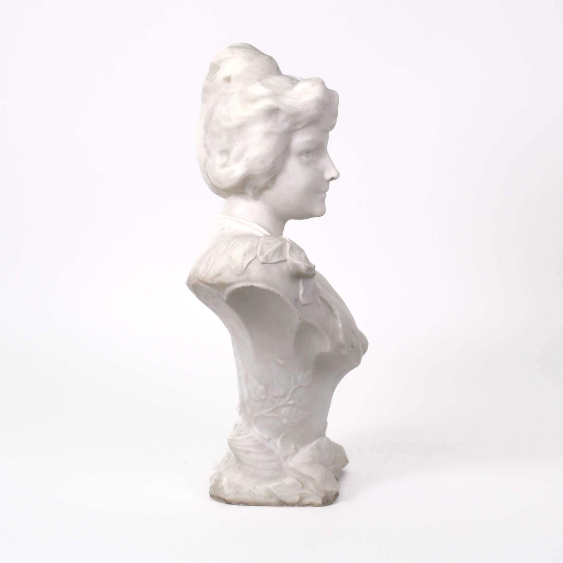 Antique Art Nouveau Signed A. Fraty Italian Alabaster Bust of Woman-4