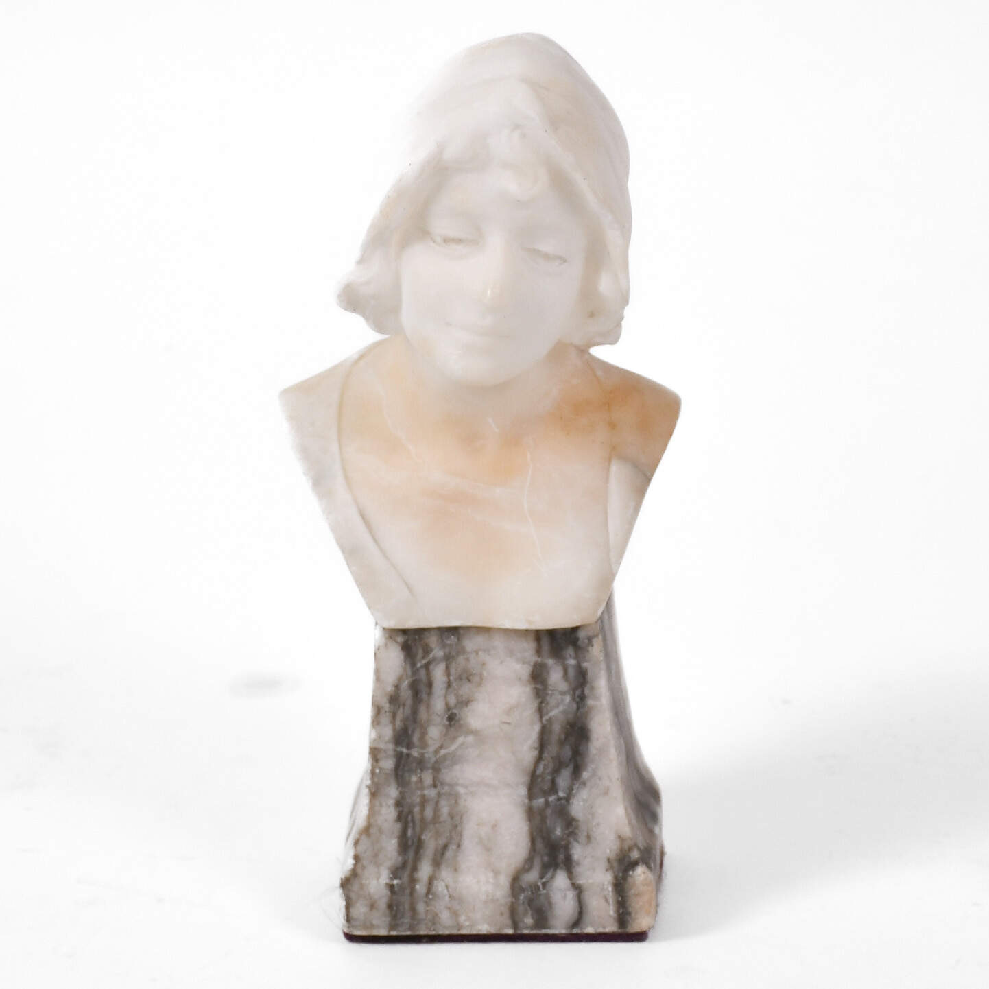 Art Deco Signed E. Beck Bust of Woman on Marble Base-1