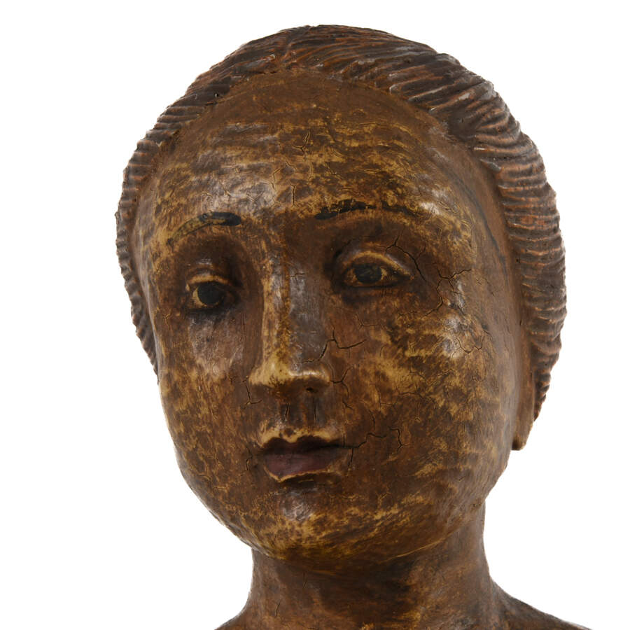 Pair of Detailed Figurines of Woman on Metal and Wood Base-6