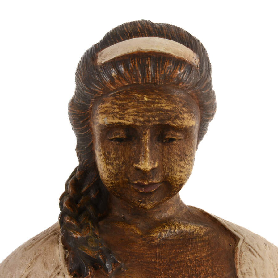 Pair of Detailed Figurines of Woman on Metal and Wood Base-5