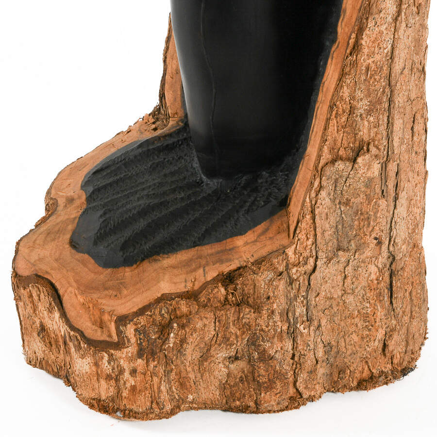 Painted Black Carved Wood Sculpture of a Man's Face-5
