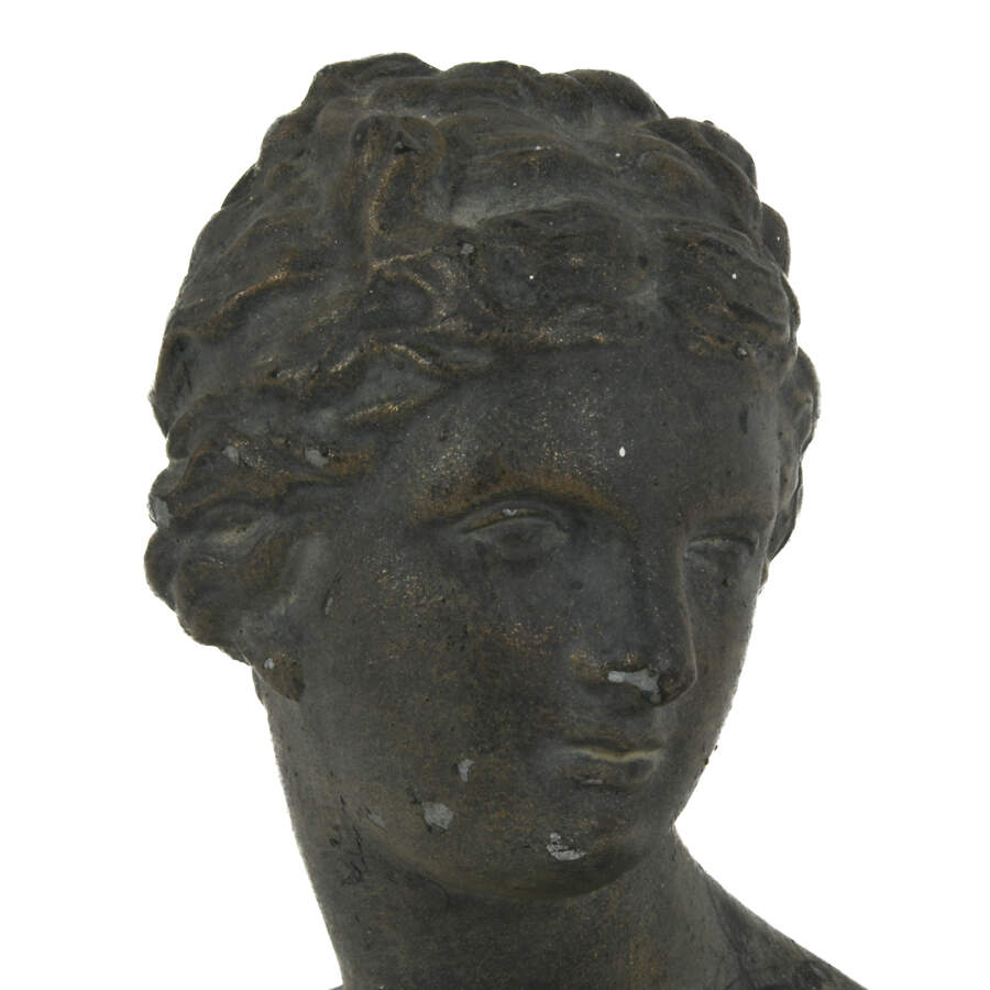 Grey Coated Aluminum Goddess Venus Bust on Pedestal-6