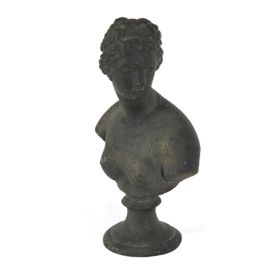 Grey Coated Aluminum Goddess Venus Bust on Pedestal-5