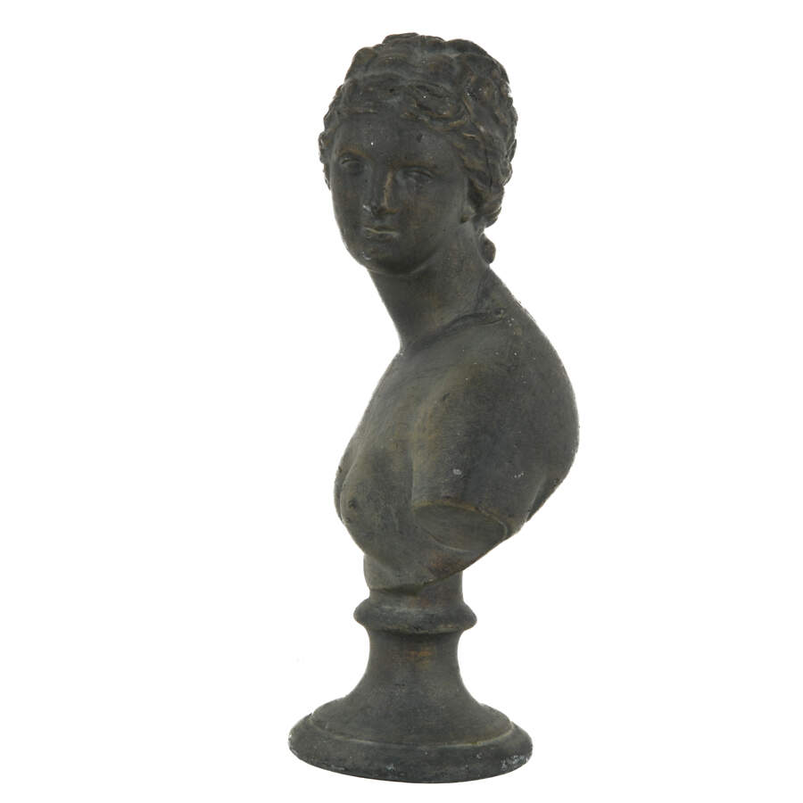 Grey Coated Aluminum Goddess Venus Bust on Pedestal-2