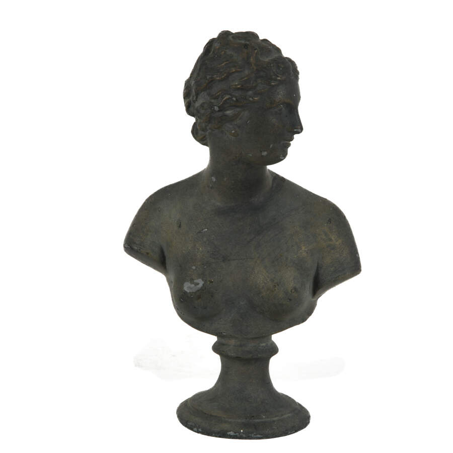 Grey Coated Aluminum Goddess Venus Bust on Pedestal-1
