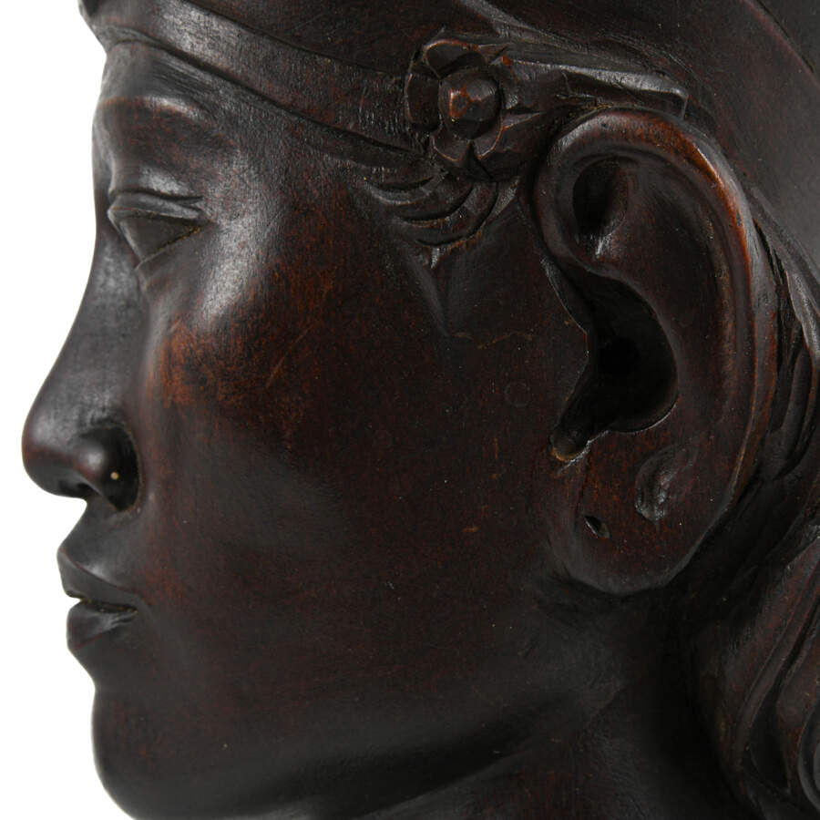 Mid-Century Hand-Carved Wood Klungkung Balinese Busts-7