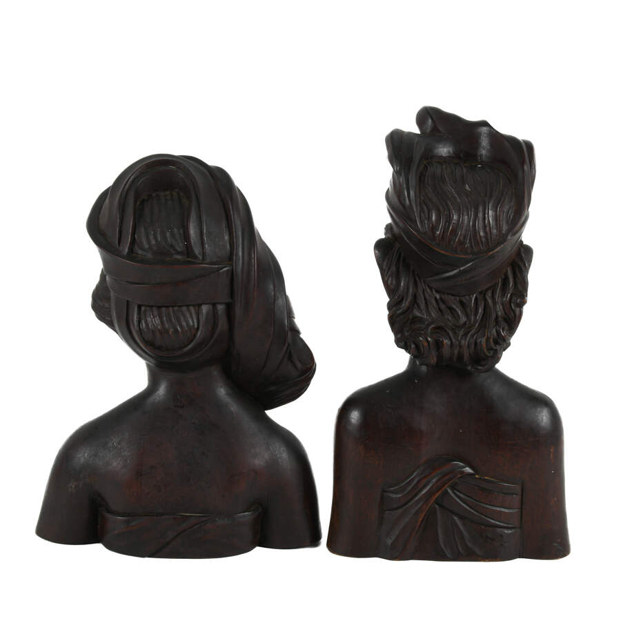 Mid-Century Hand-Carved Wood Klungkung Balinese Busts-3