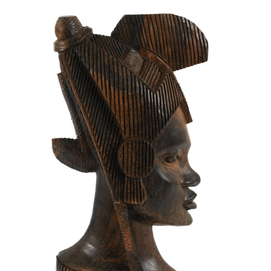 Antique African Carved Wooden Tribal Bust-8