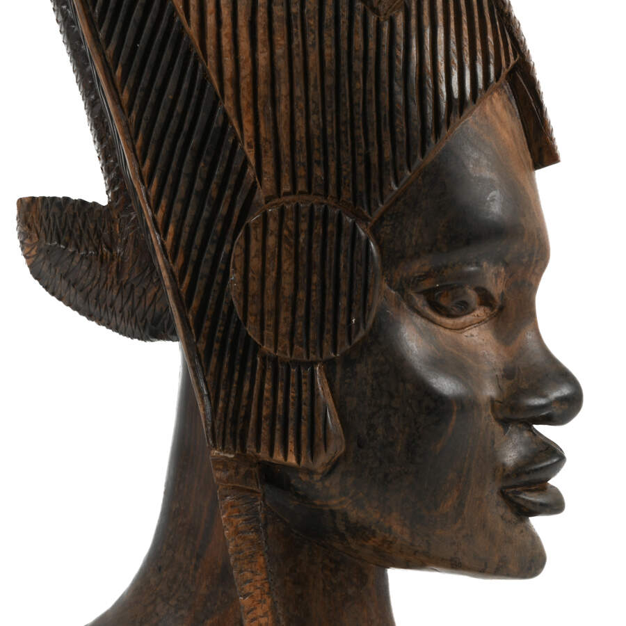 Antique African Carved Wooden Tribal Bust-5
