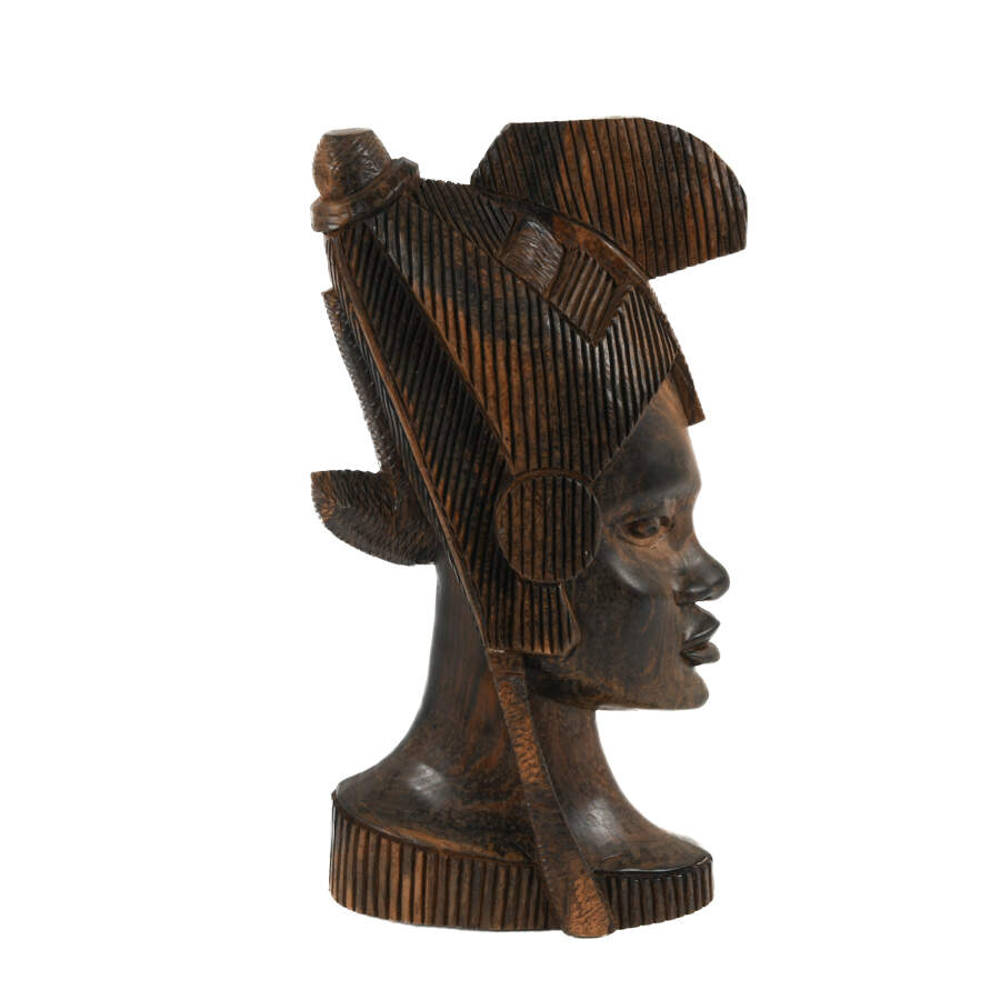 Antique African Carved Wooden Tribal Bust-4