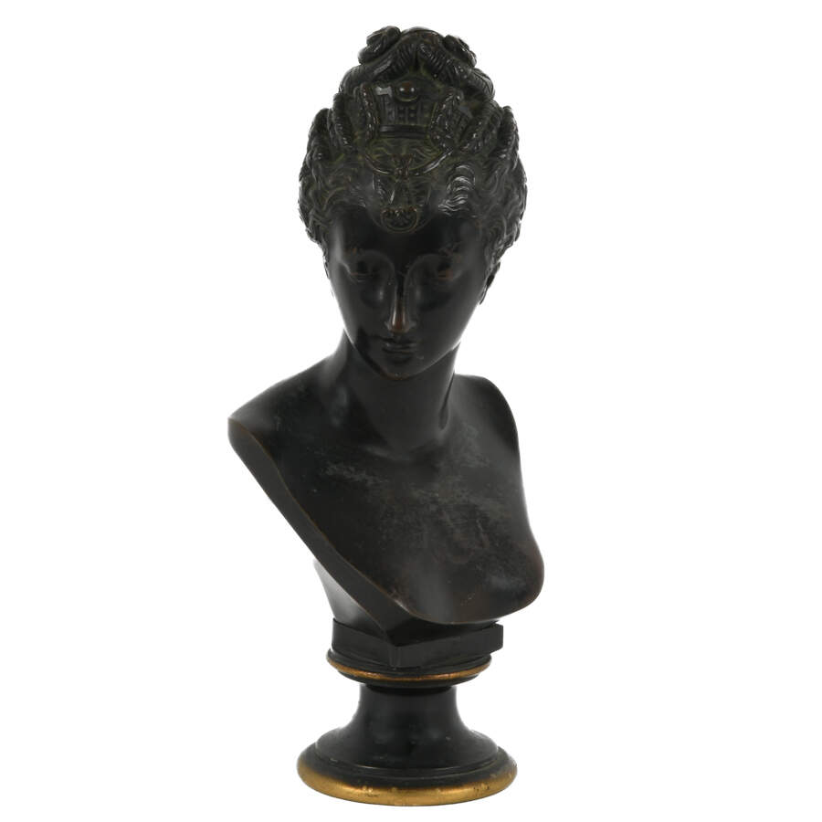 Black Metal Bust of Diana De Poitiers After Jean Goujon-1