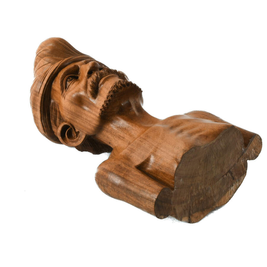 Carved Wood Native Bust of a Man-7
