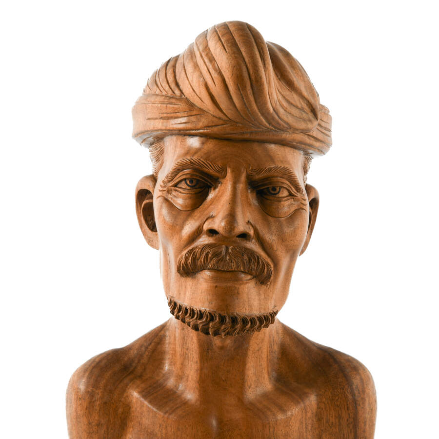Carved Wood Native Bust of a Man-5