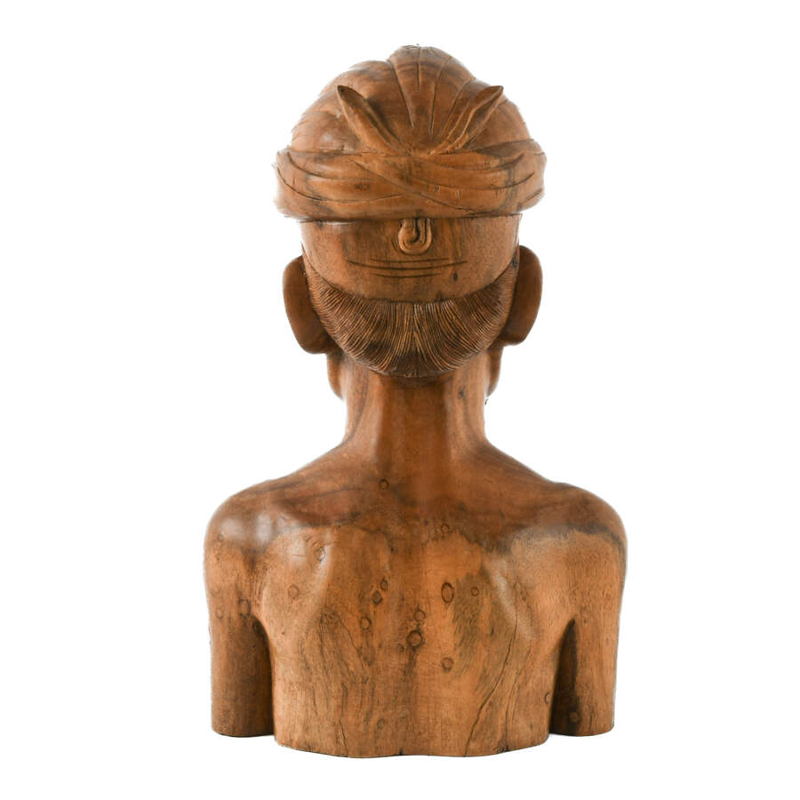 Carved Wood Native Bust of a Man-3