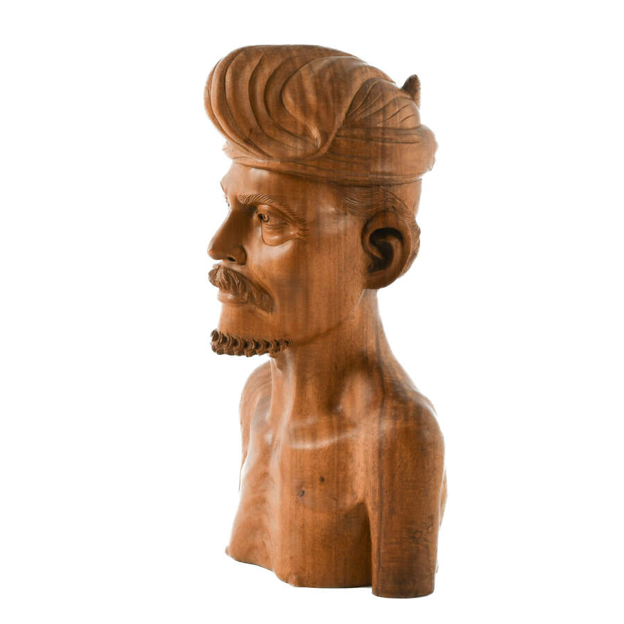 Carved Wood Native Bust of a Man-2